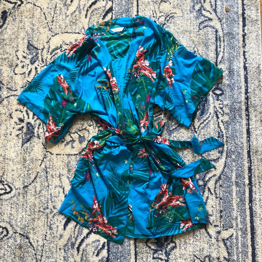 Soma Turquoise Hawaiian Print Robe